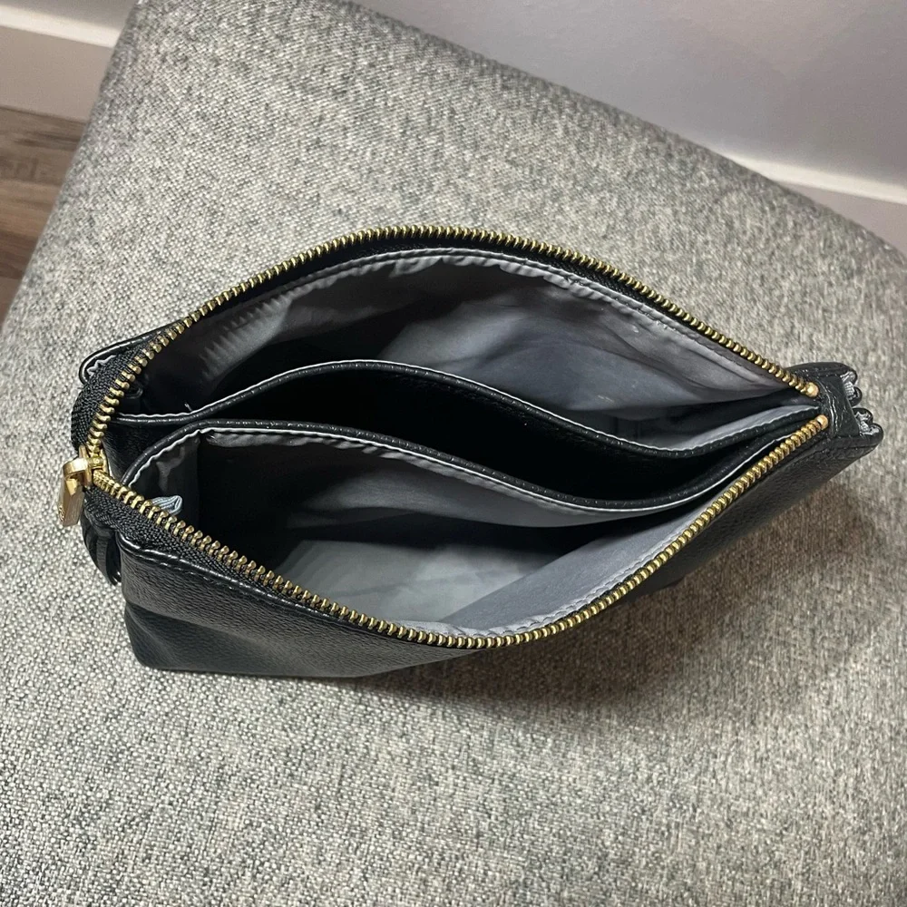 Freshly Picked Black Classic Zipper Pouch w/ Polished Gold and a tassel charm